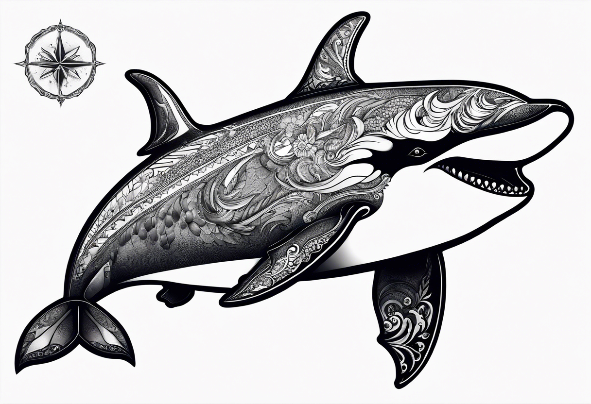 Killer Whale Line Tattoo - Temu