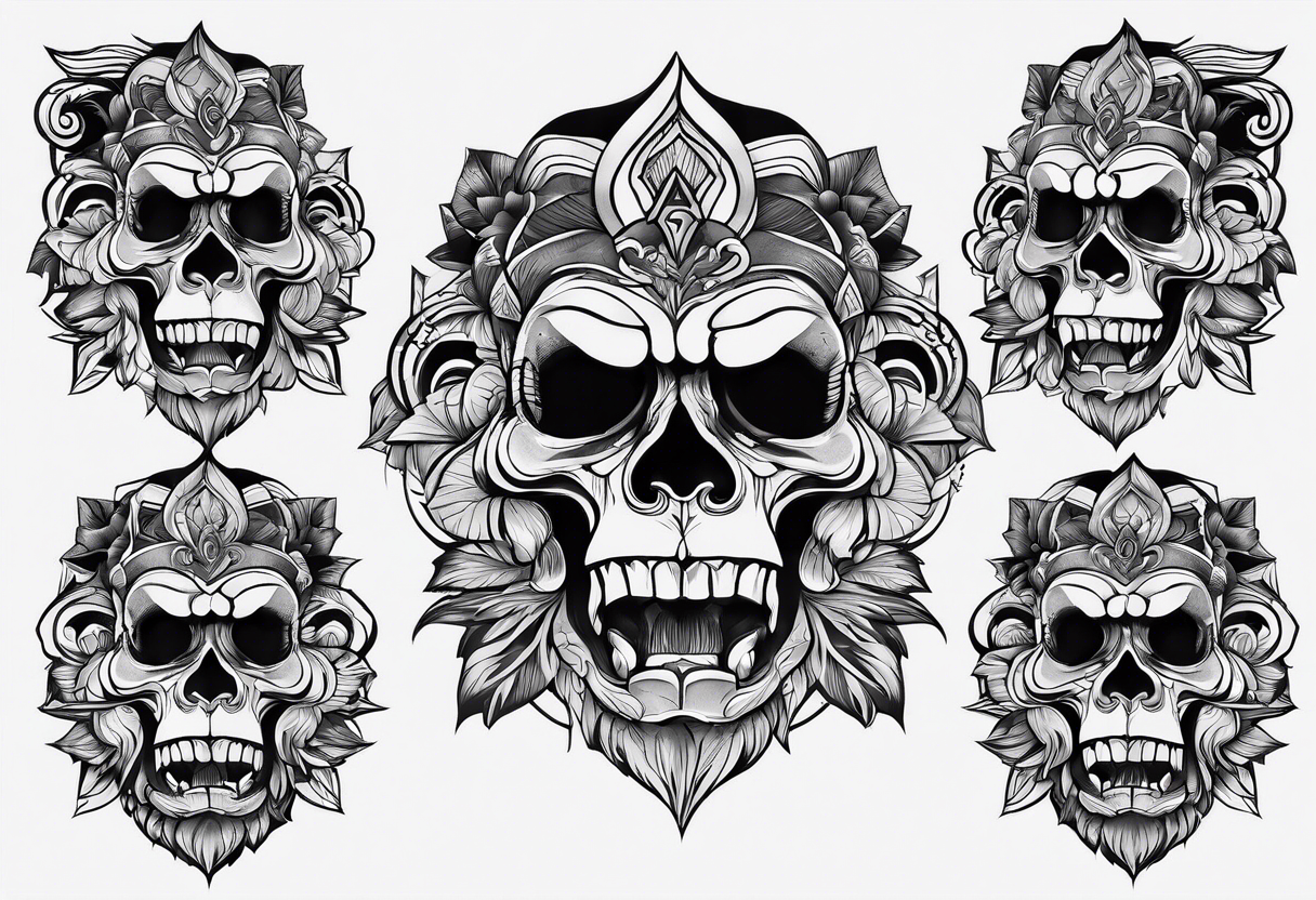 Screaming monkey skull tattoo idea