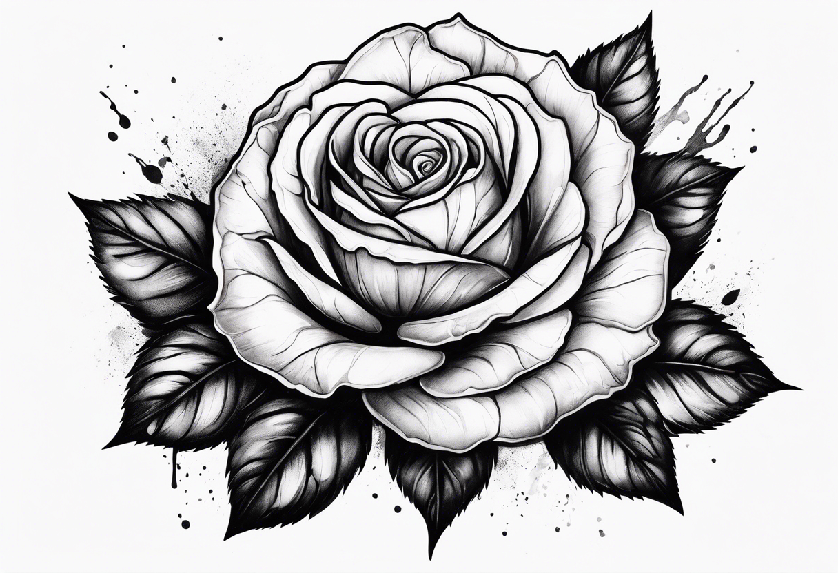 White rose with blood in hand tattoo idea