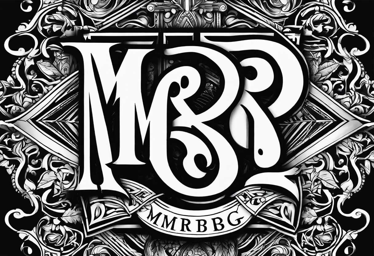 letters: "MRBG" underlined, equally separated
simple, clear, plain, unadorned, no background tattoo idea