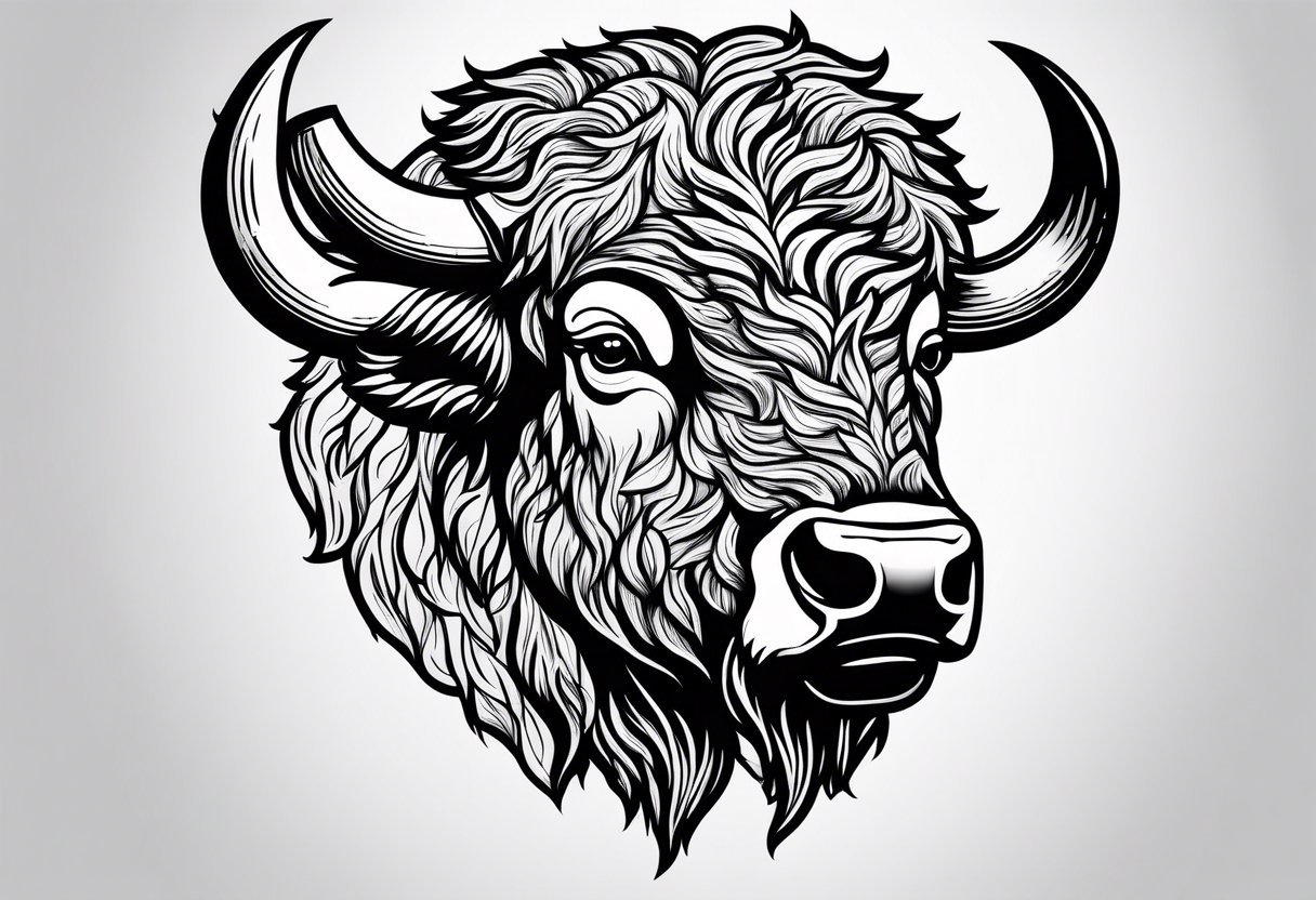 Bison head outline tattoo idea