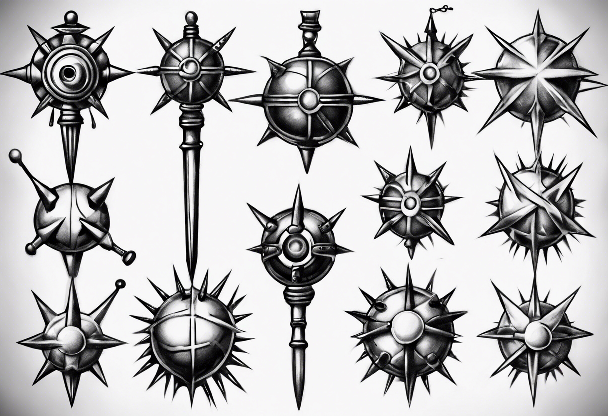 spiked ball mace on a chain tattoo idea