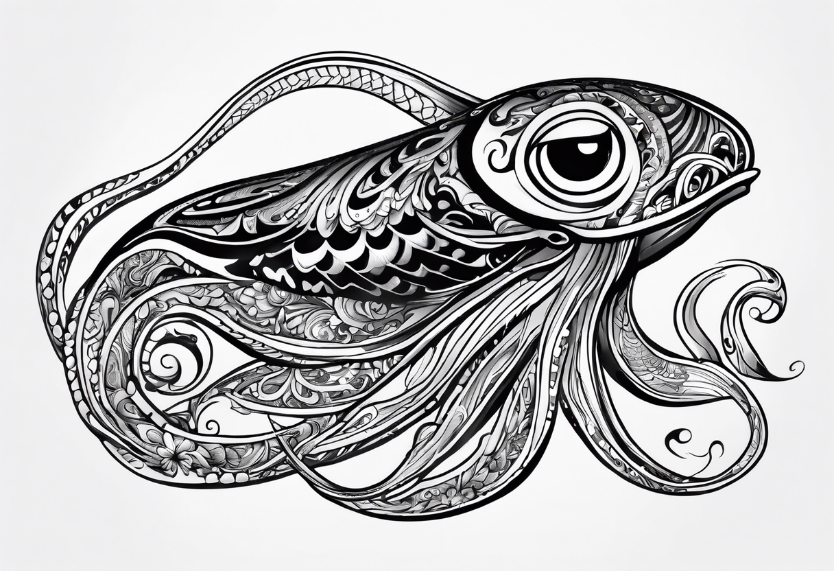 squid using lowbrow art style tattoo idea