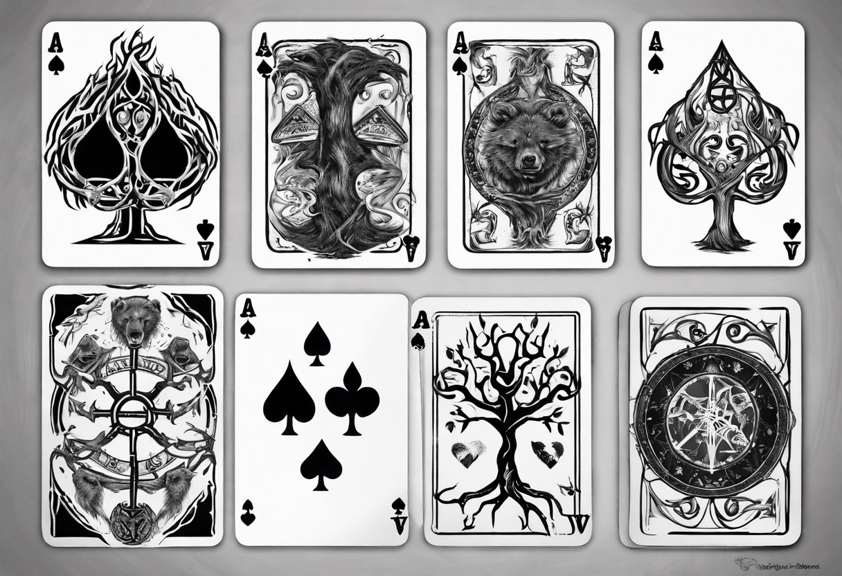 Gondor, Yggdrasil, bears, playing cards Aces and Eights tattoo idea