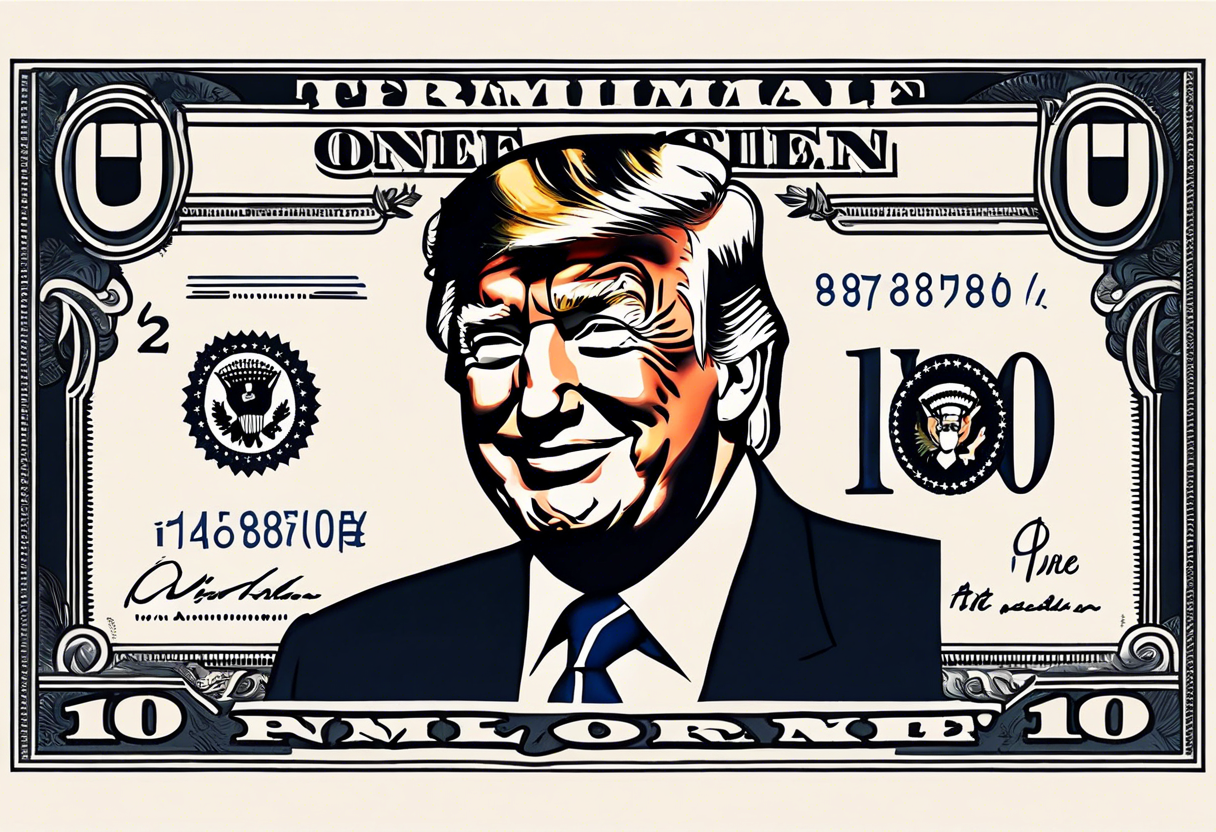 One American bill with President Trump smiling in the middle of the screen. tattoo idea