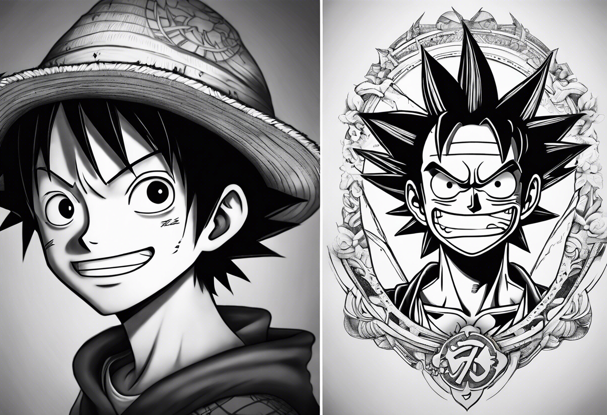 I want a half compas and half Mugiwara Luffy head tattoo idea