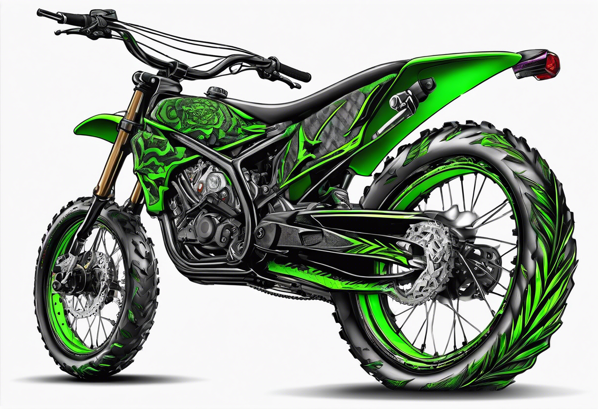 Green goblin riding a full suspension carbon fiber downhill mountain bike tattoo idea