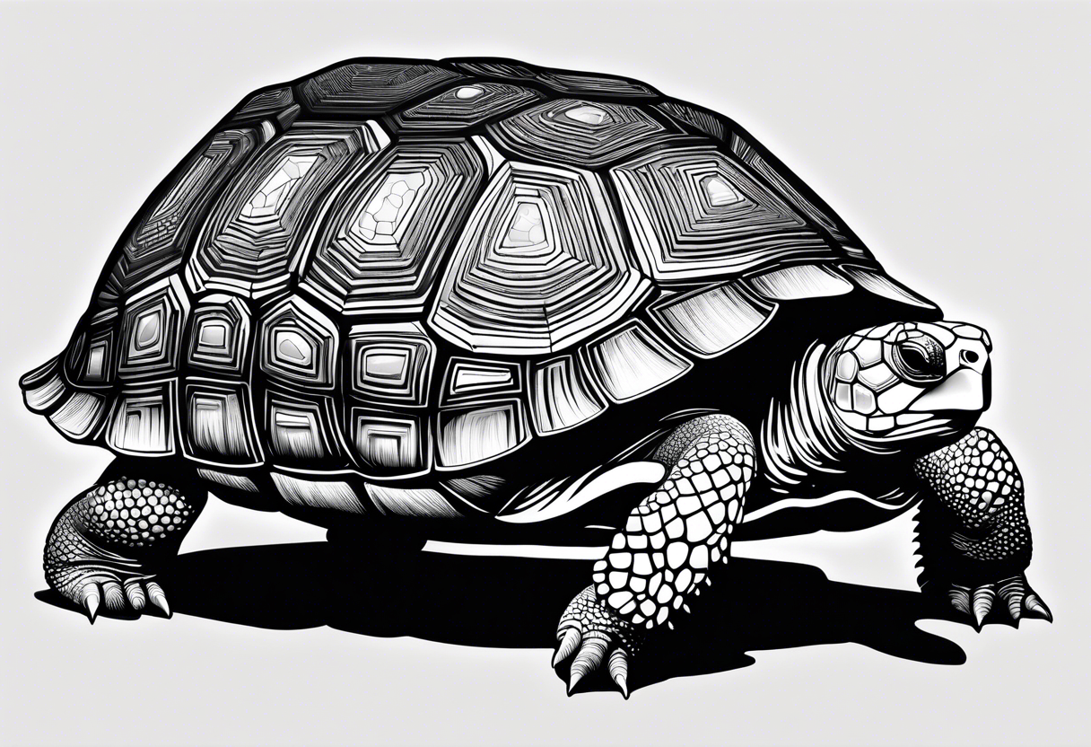 Tortoise. Side profile. Entirely from dots and spots. tattoo idea