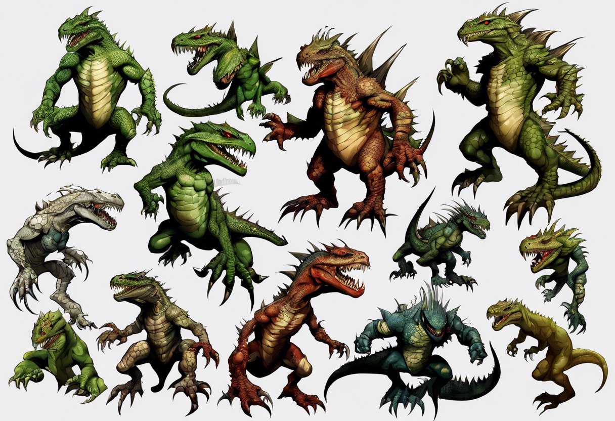 full heroes of might and magic 3 lizardman, happy and nice looking tattoo idea