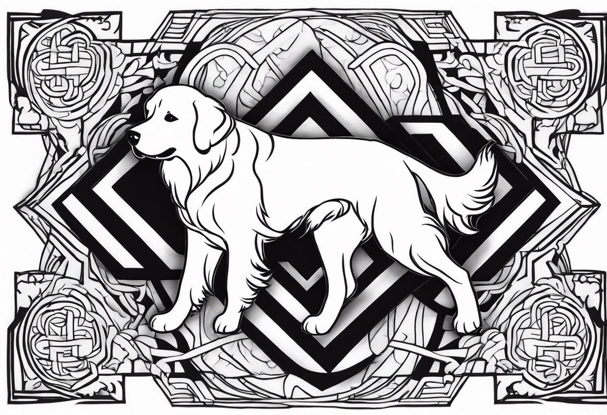 a golden retriever in plain white karate gis tattoo idea