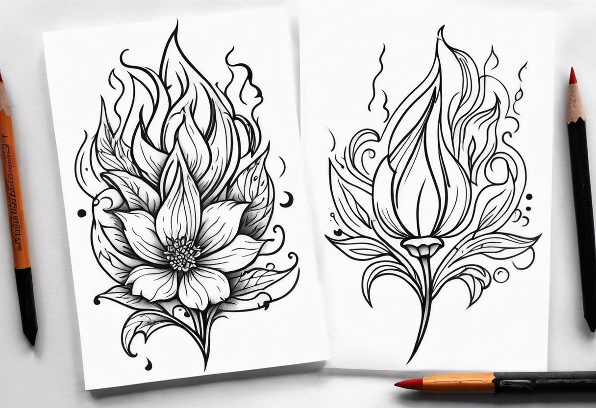 Flowers that burn and have flames on them tattoo idea