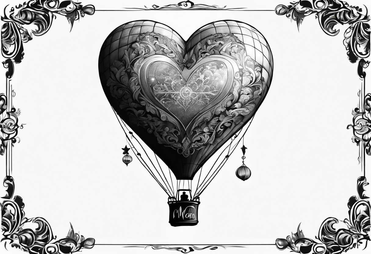 the man save my life with heart baloon with heartbeat pulse tattoo idea