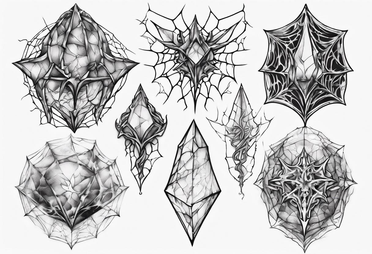 Shattered crystal chalice tangled spiderweb dragon scales tattoo idea