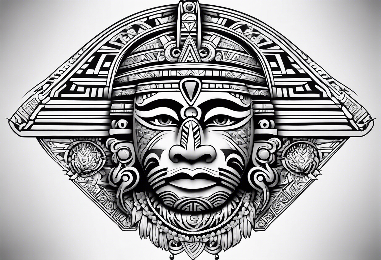 Aztec tribal sleeve tattoo idea