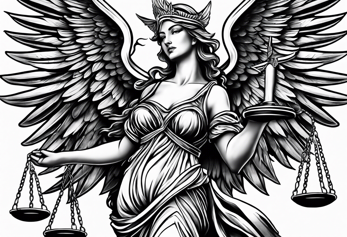 lady justice pheonix tattoo idea