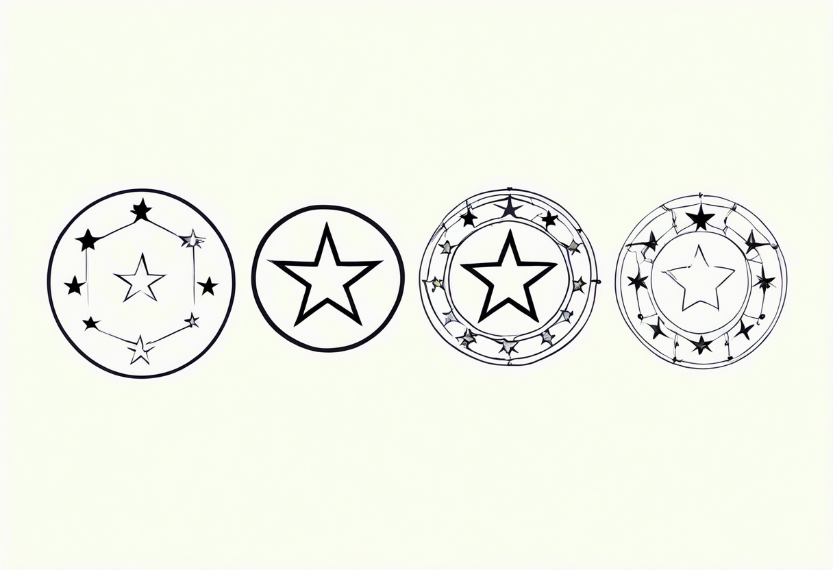 3 stars of different shapes united by a fine line, like a chain or a constellation tattoo idea