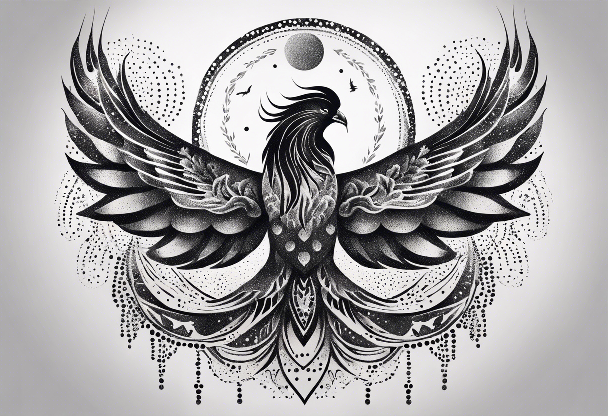 phoenix, resilience, mother, mountains tattoo idea