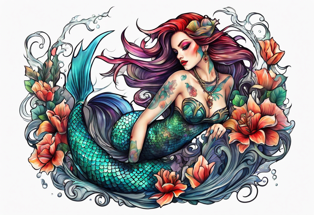 Dead mermaid tattoo idea