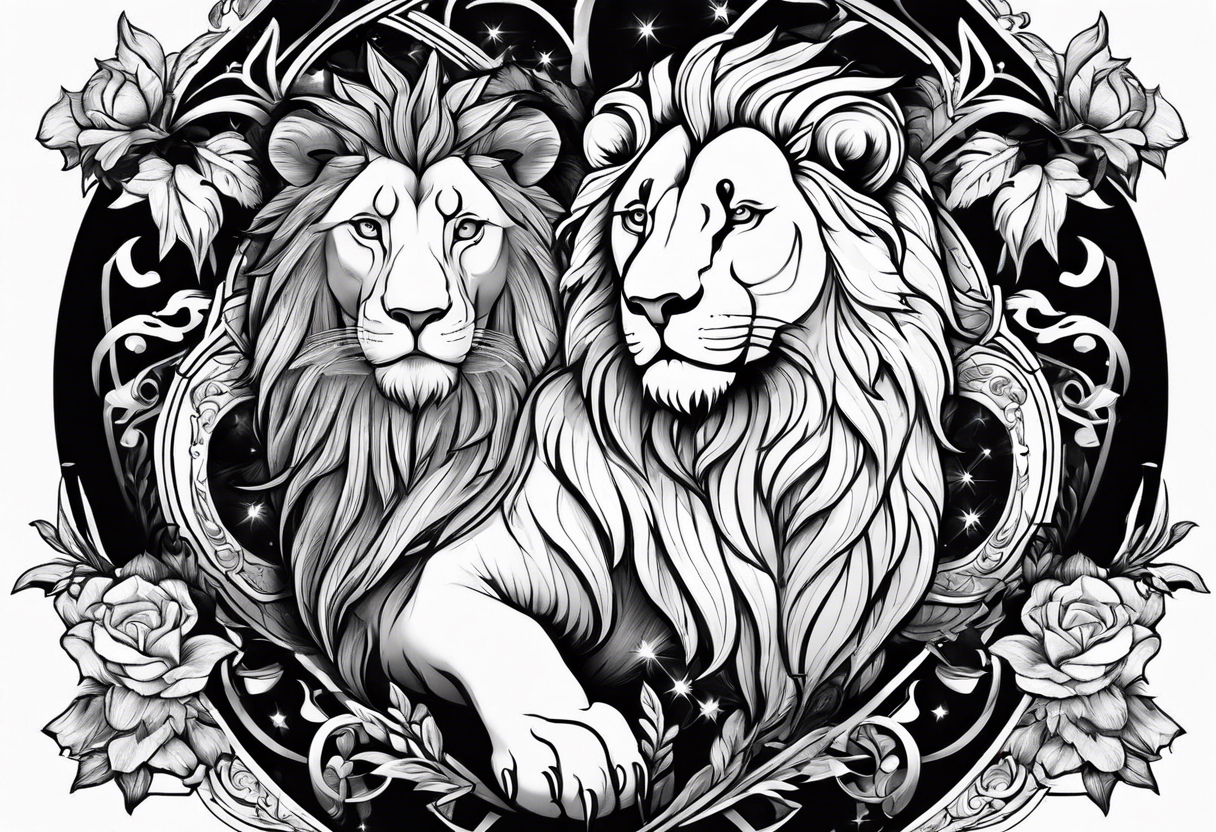 3 aries & lion tattoo idea