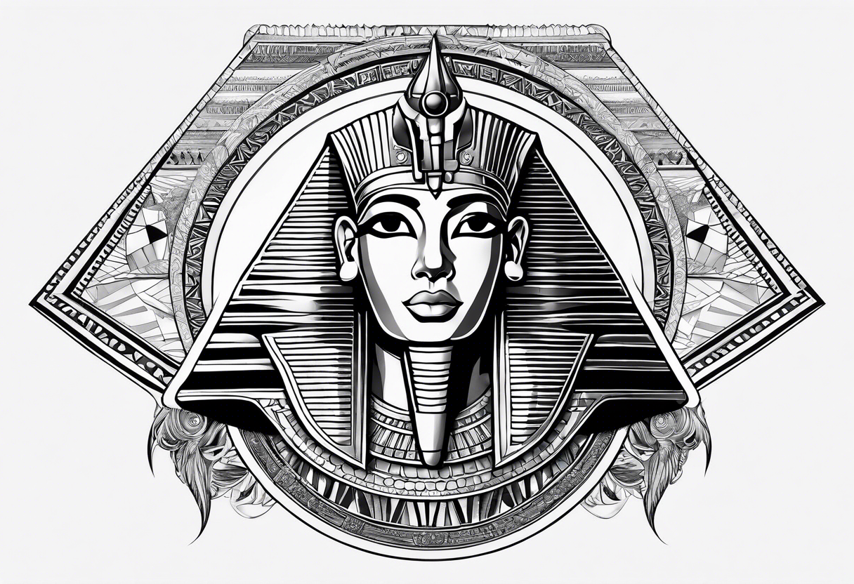 egyptian gods full sleeve with eye of ra the pyramids tattoo idea