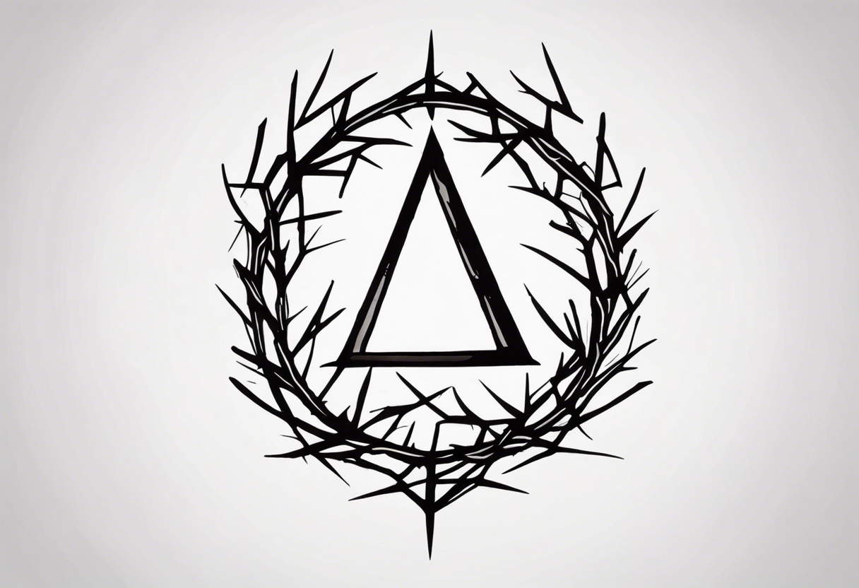 simple letter delta inside a crown of thorns tattoo idea