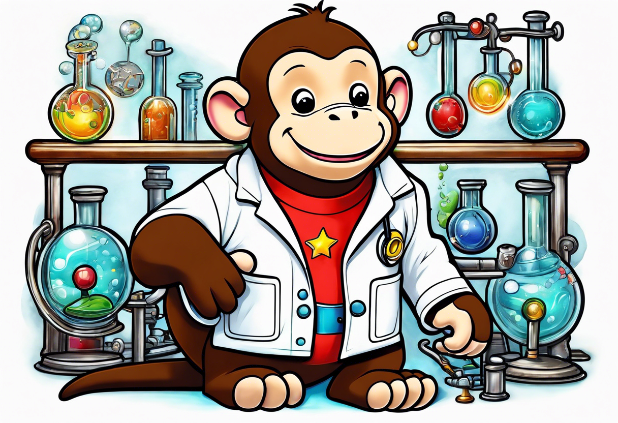 Curious George in a lab coat tattoo idea