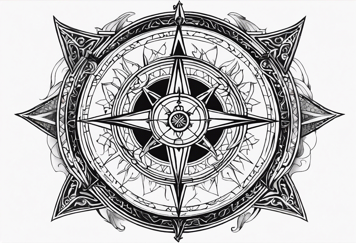 the viking compass with heart of hunger tattoo idea