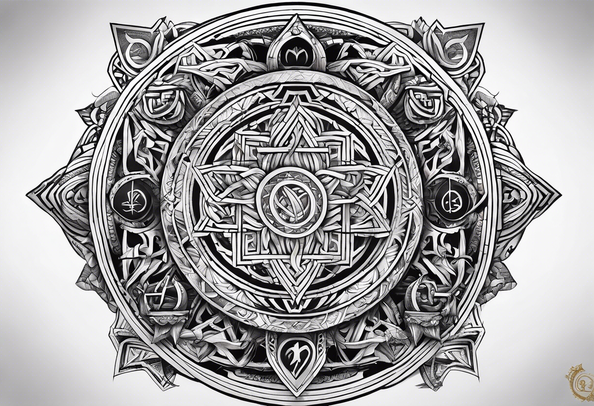 gods of Scandinavian mythology and runes tattoo idea