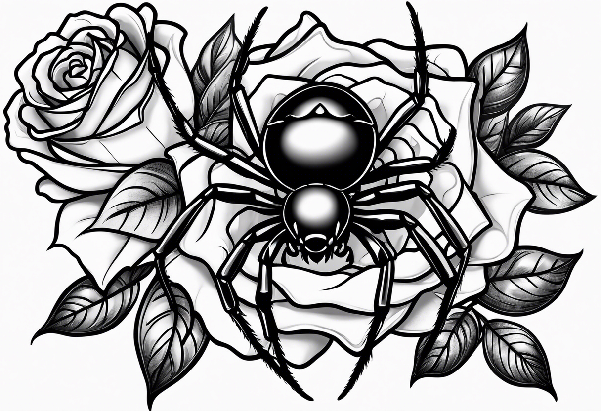 Cute spider black widow roses tattoo idea