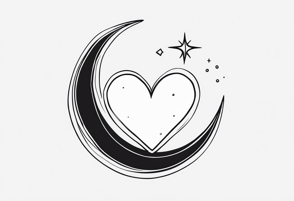 Crescent moon with a love heart inside tattoo idea