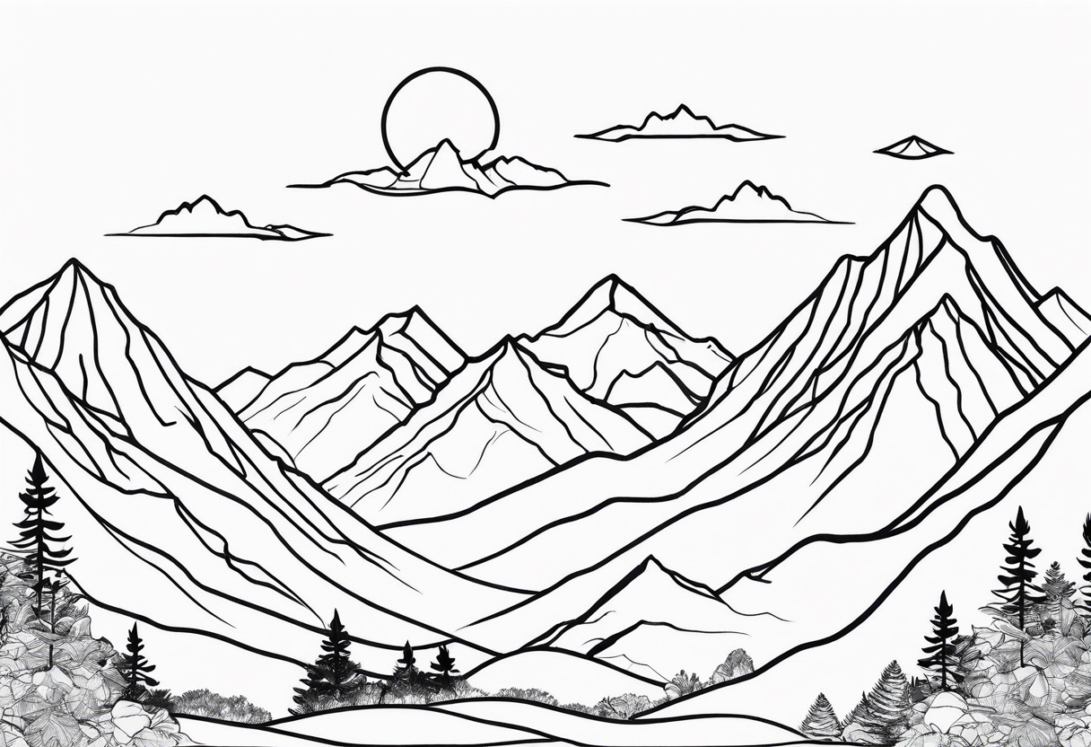 Outline of mountain range tattoo idea