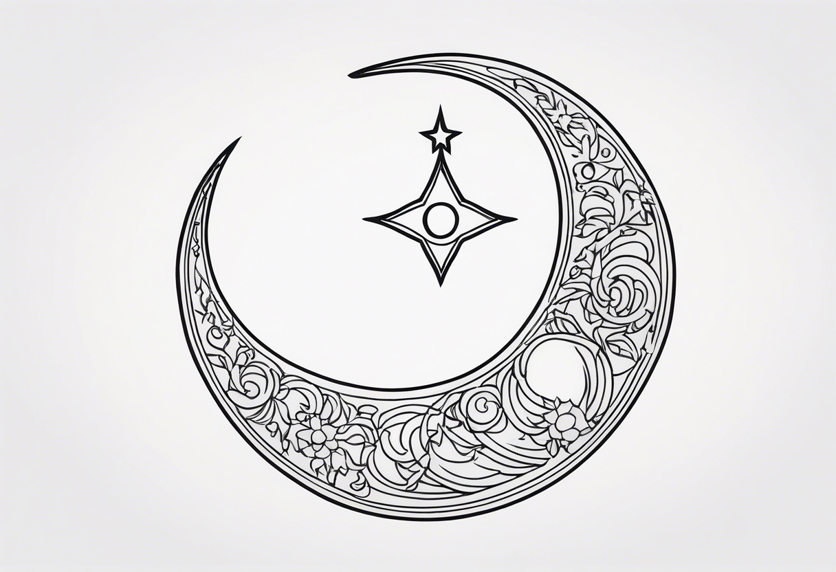 sacred crescent moon 
glyph 
fire 
celestial tattoo idea