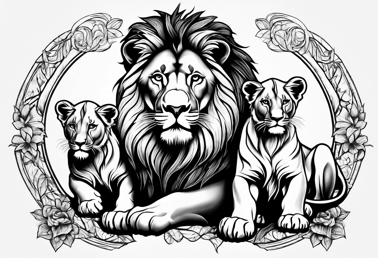 Lion with cubs tattoo idea