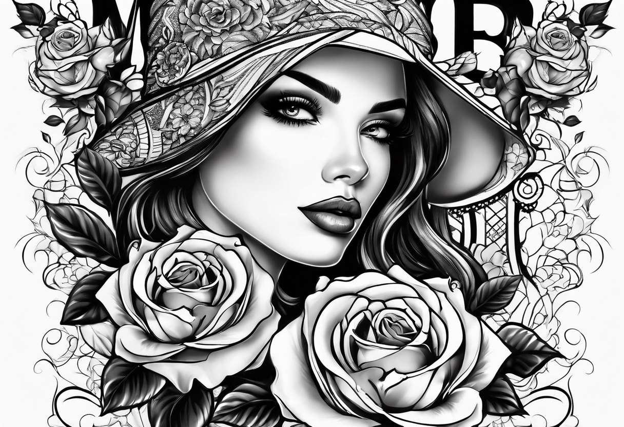 Beautiful woman roses tattoo idea