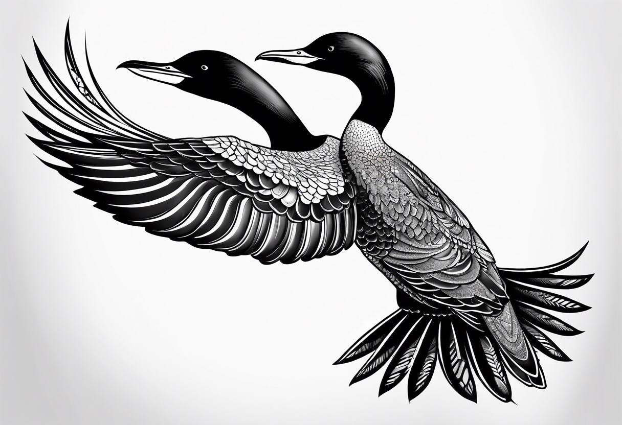 Loon stretching wings tattoo idea