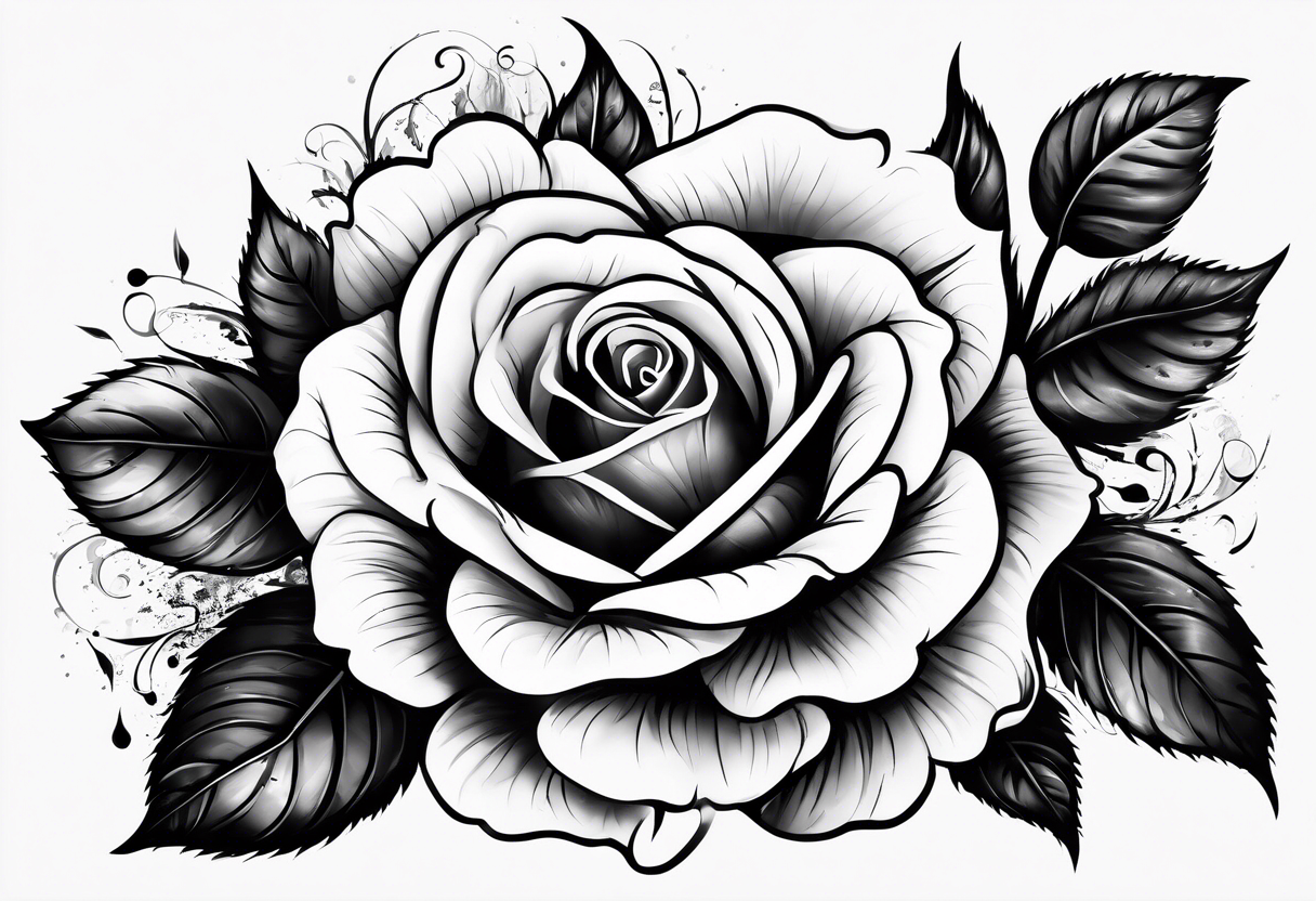 rose tattoo with the number 5 clearly incorporated into it tattoo idea