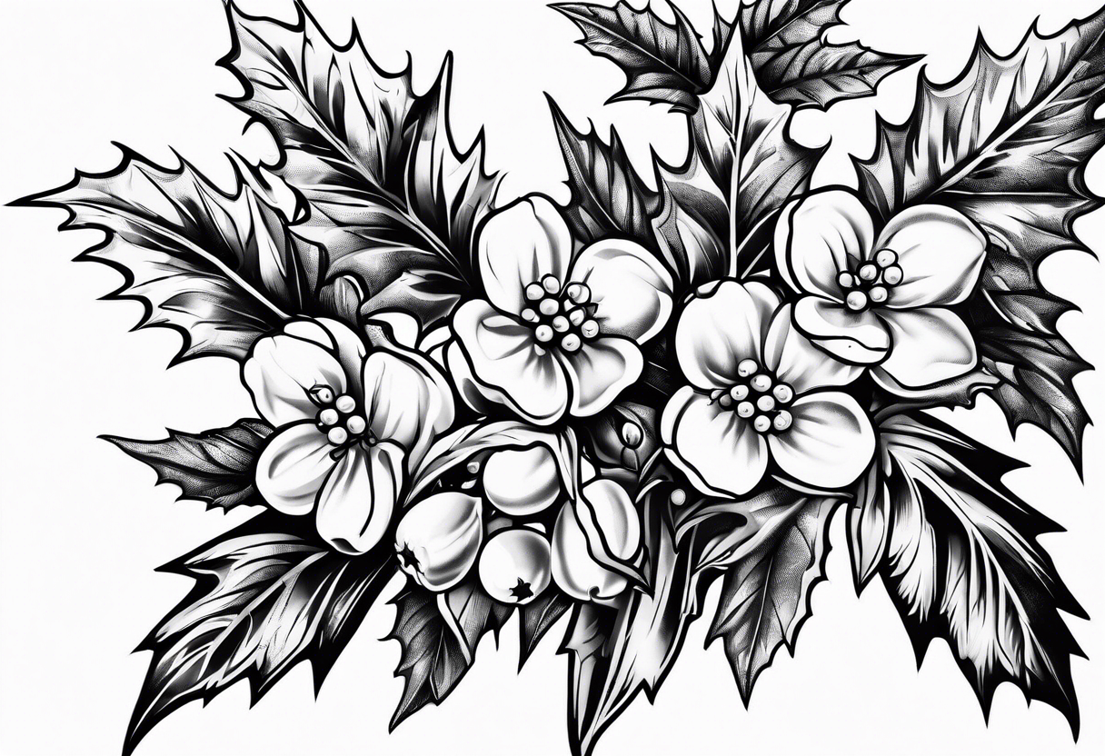 holly berry stalk tattoo idea