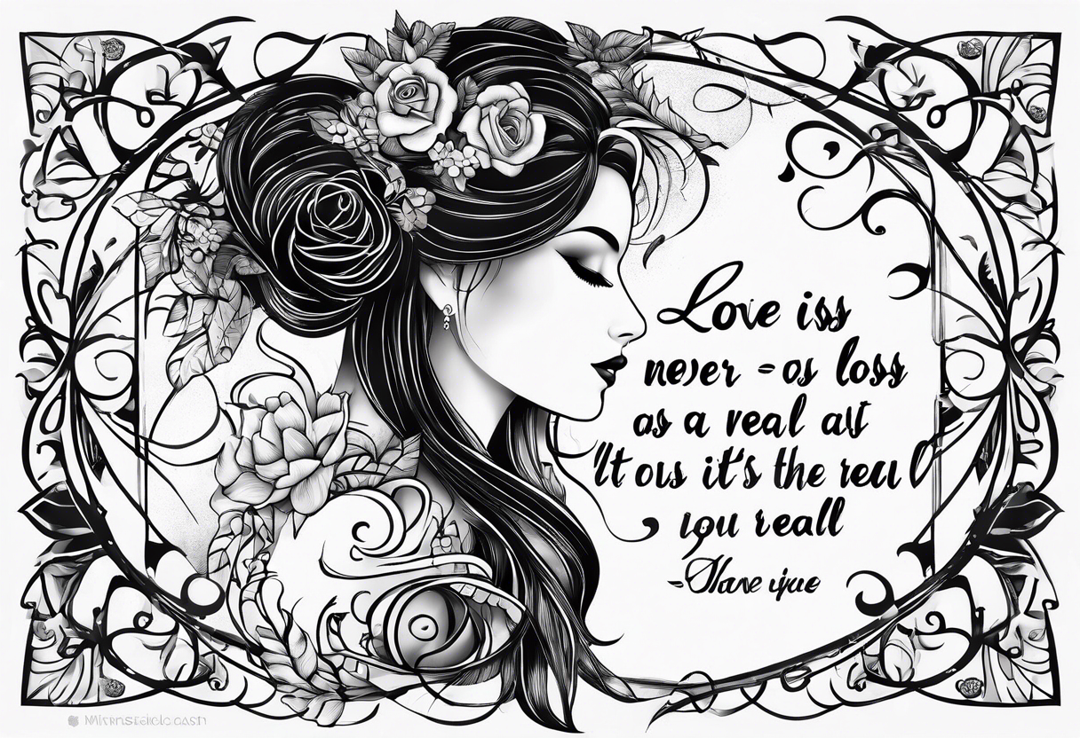 Quote “Love is never as real as its loss” tattoo idea