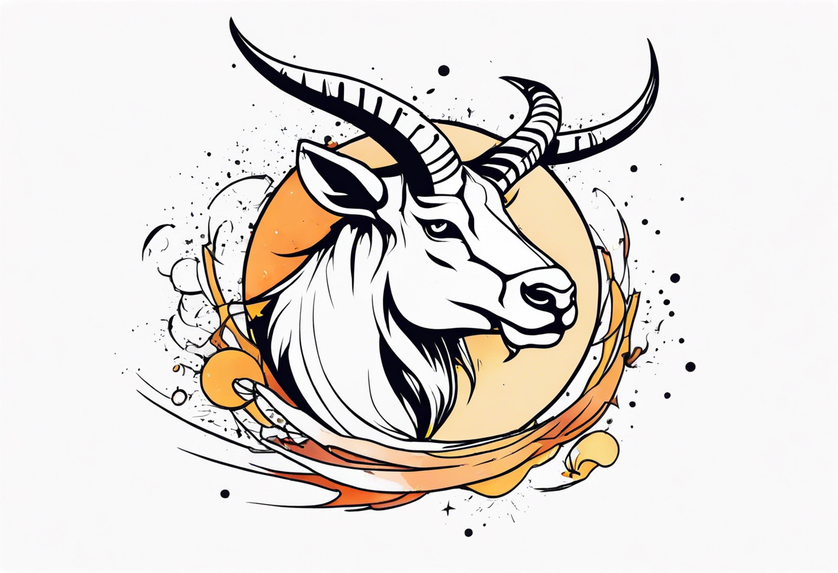 exploding capricorn tattoo idea