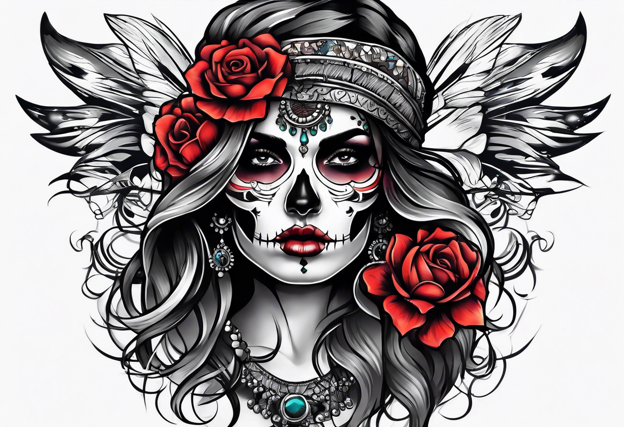 Broken skull gypsy tattoo idea