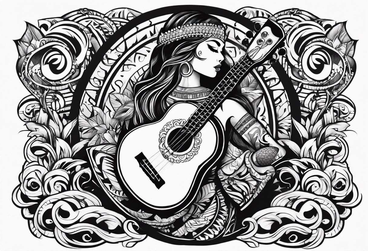 vahine in next position who dance with ukulele tattoo idea