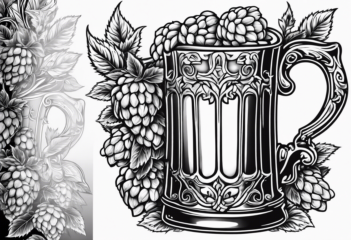 beer mug with hops tattoo idea