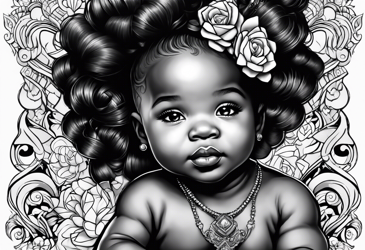 African American baby girl princess tattoo idea