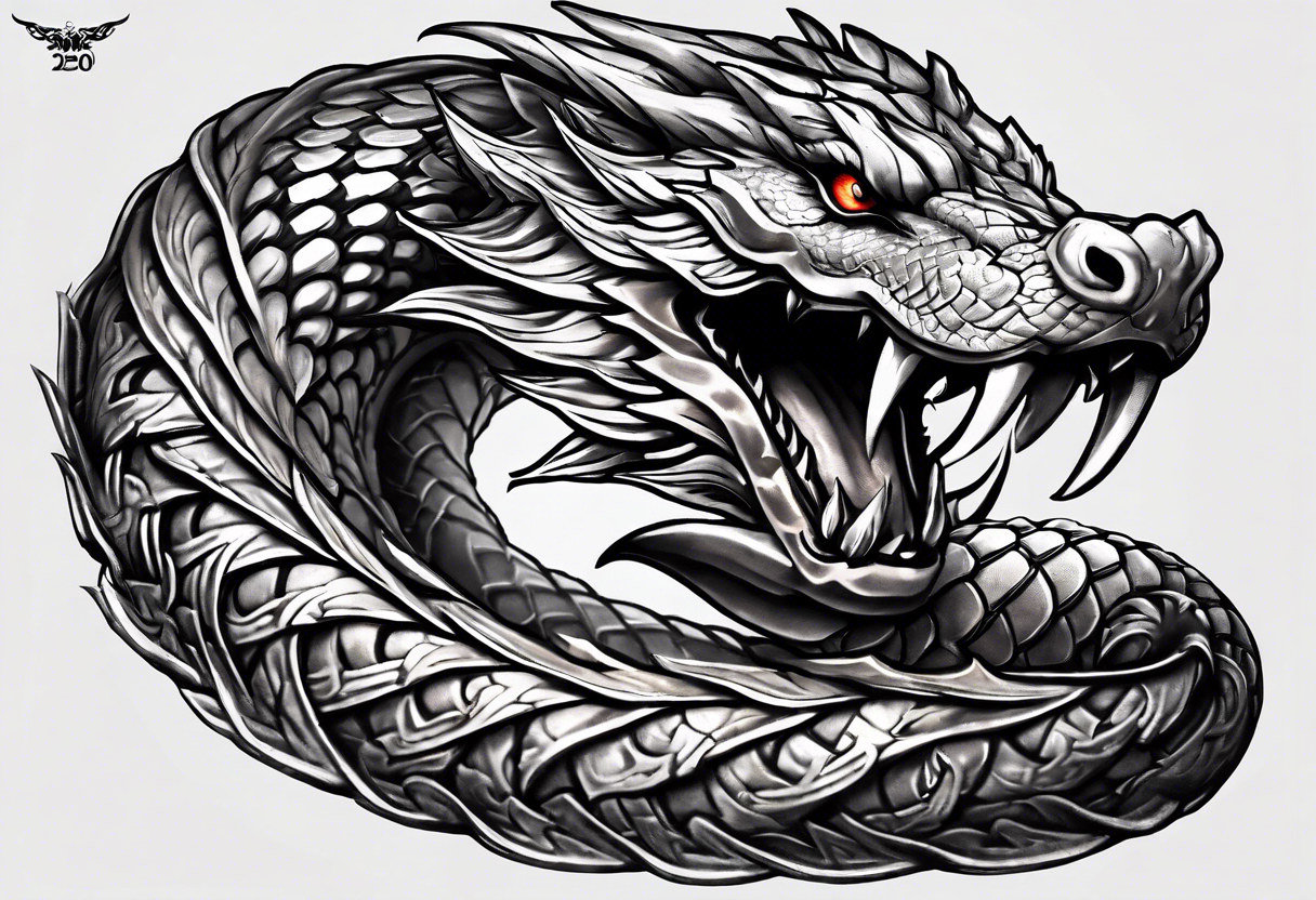 a Sleeve tattoo Jörmungandr the World Serpent, as depicted in God of War. tattoo idea