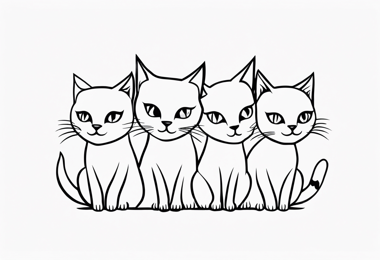 4 cats playing tattoo idea