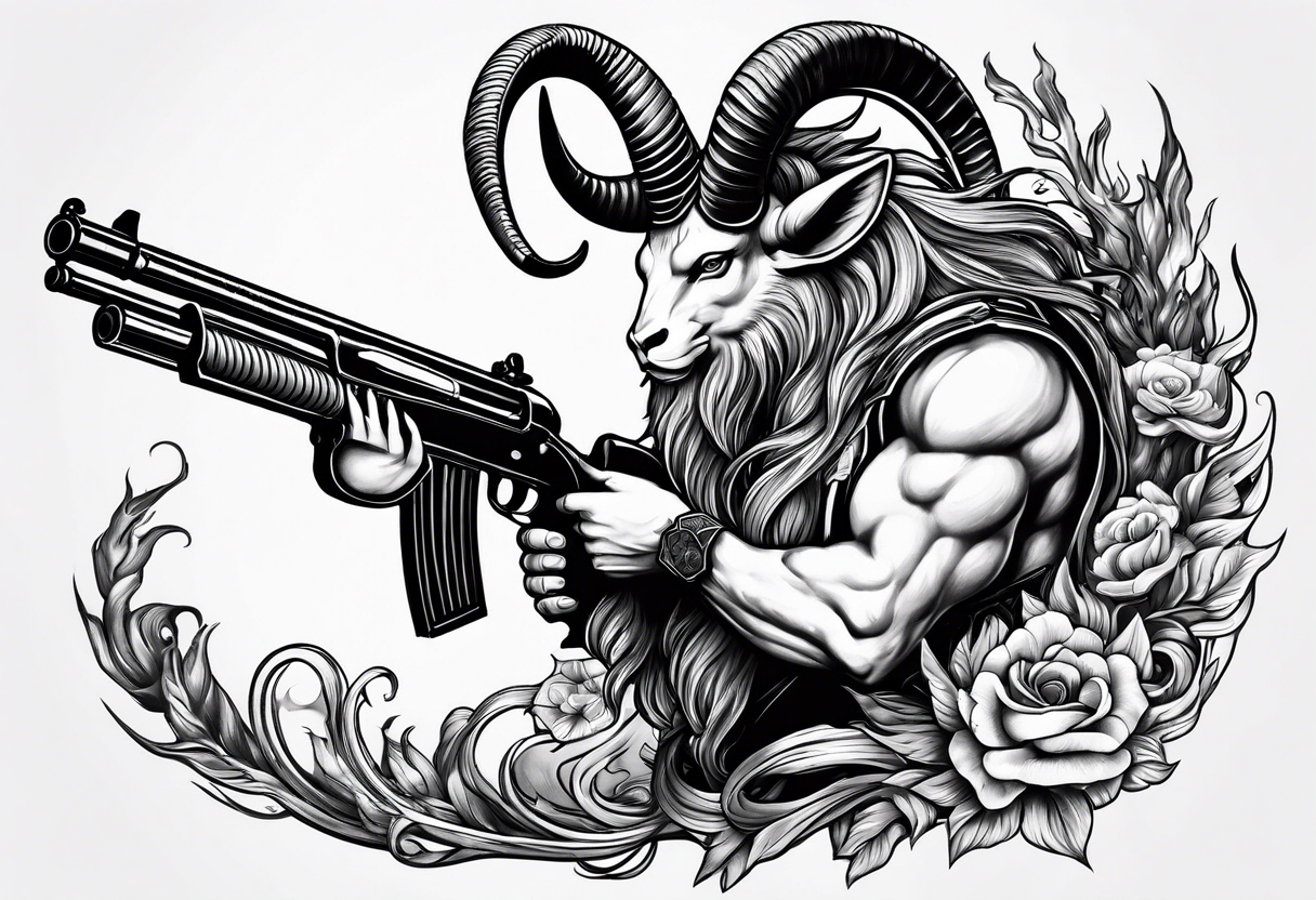 capricorn with a shotgun tattoo idea