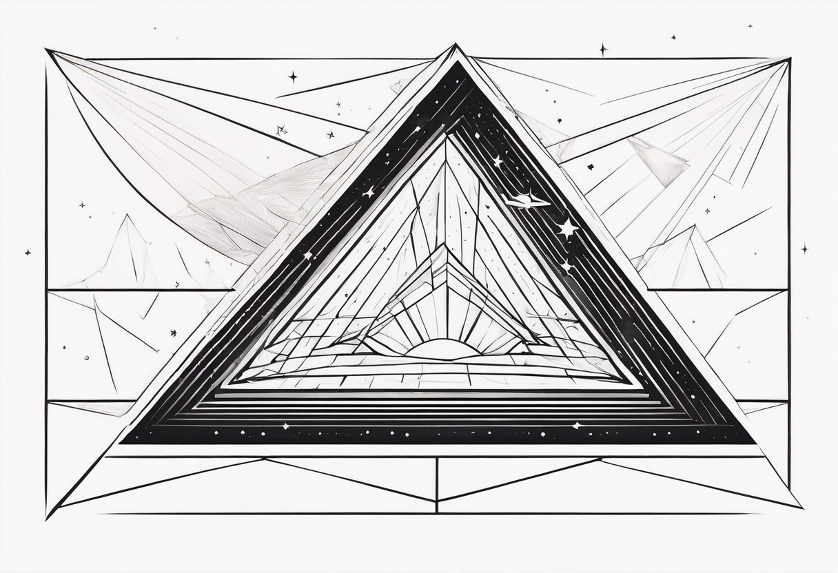 A universe contained in a prism. Light rays enter and exit from one side to the other. tattoo idea