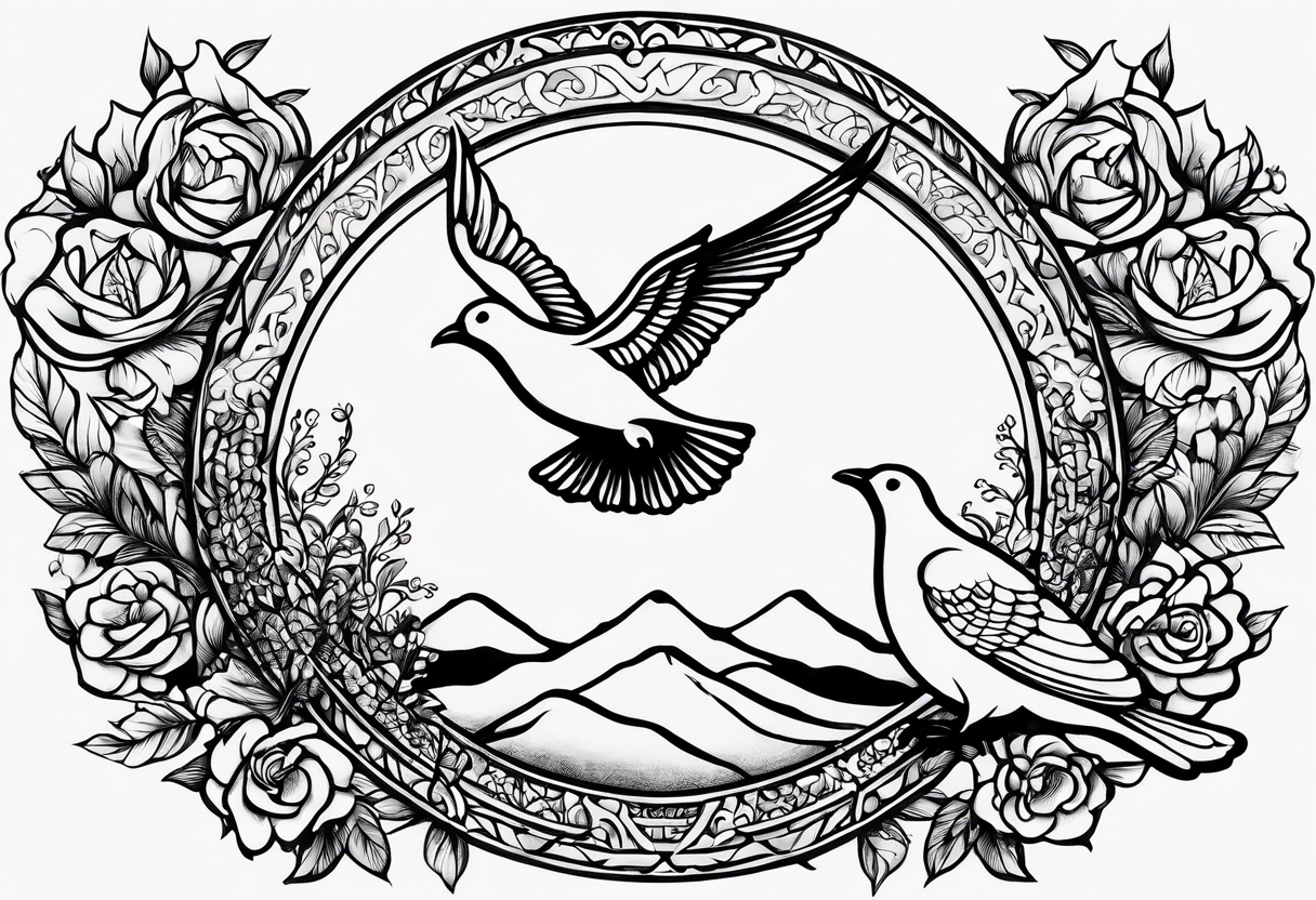 This phrase 'God grant me the serenity to accept the things I cannot change, Courage to change the things I can, and Wisdom to know the difference.' In a flight of small doves. On my ankle. tattoo idea