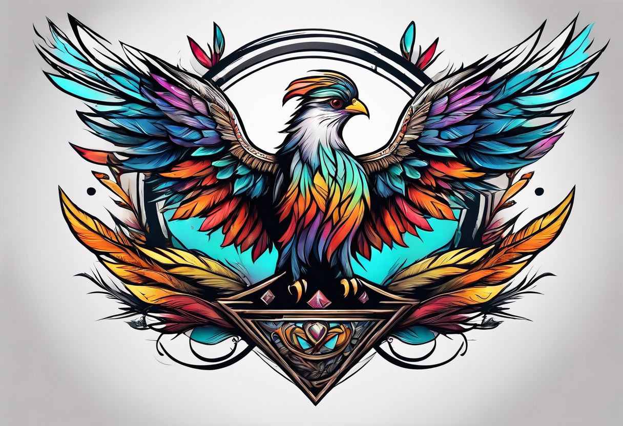 feather wrapping up ark with birds tattoo idea