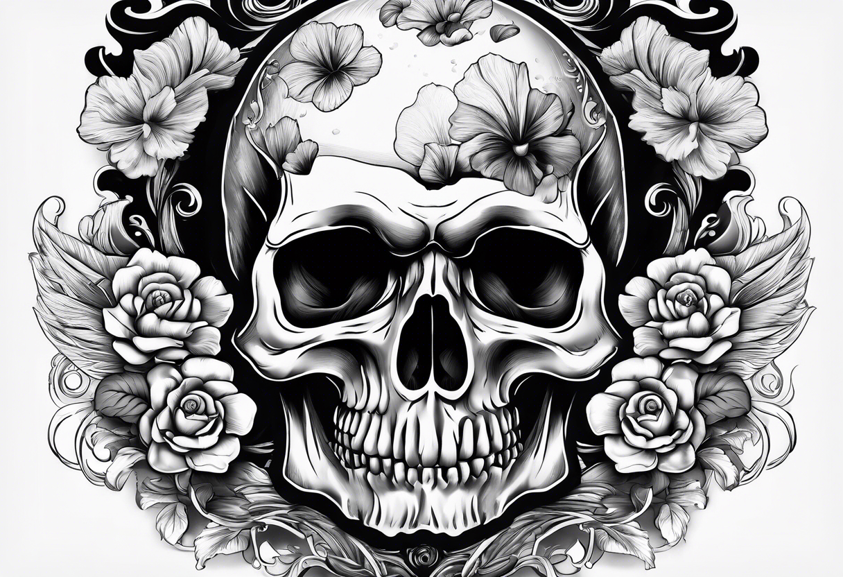 Skull with mushroom cloud tattoo idea